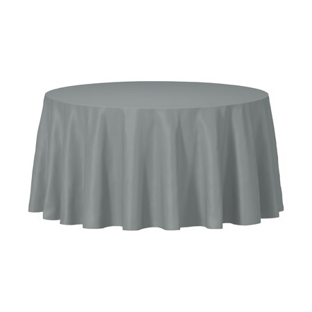 Smarty Had A Party 84 Silver Round Disposable Plastic Tablecloths 96 Tablecloths, 96PK 823270-SV-CASE